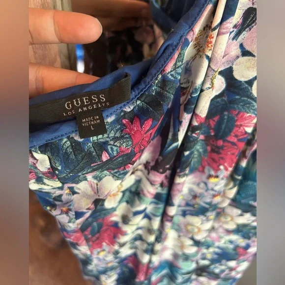 Guess Los Angeles Sleeveless Aline Halter Floral Print Dress Large W/ Collar - Picture 3 of 6